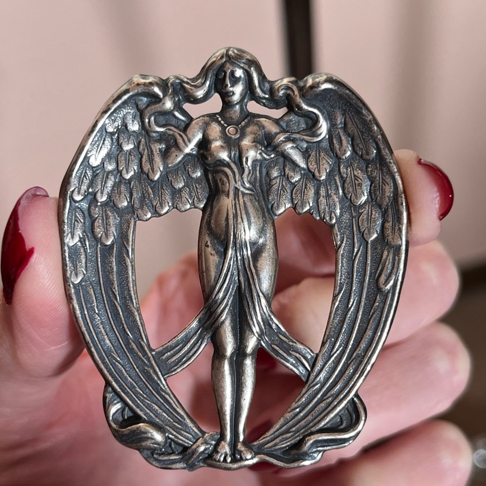 Antique Silver Angelic Brooch